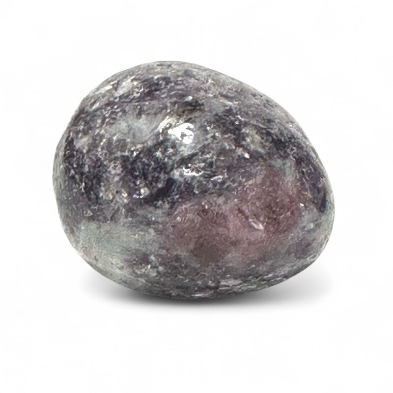 Tourmaline rose sur Eudialyte Madagascar A (pierre roulée) - La Boite à Cailloux