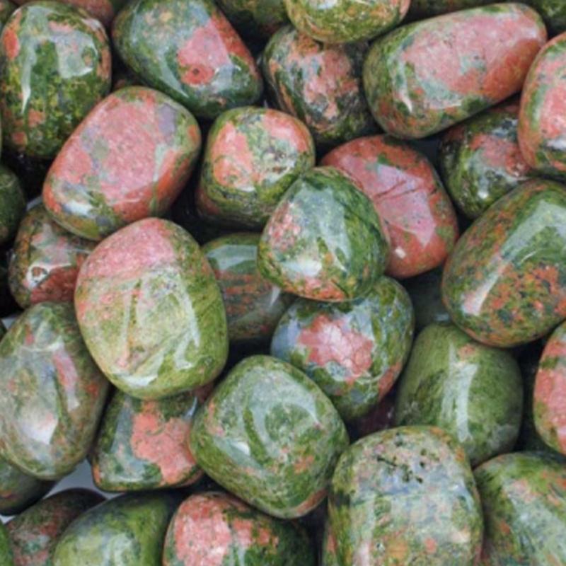 Unakite Afrique du Sud A+ (pierre roulée) - La Boite à Cailloux